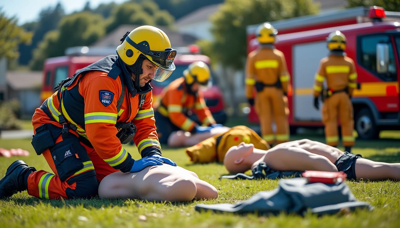 les pompiers du sdis d'espalion organisent une session d'initiation aux premiers secours au cayrol, pour sensibiliser et former la population aux gestes qui sauvent.
