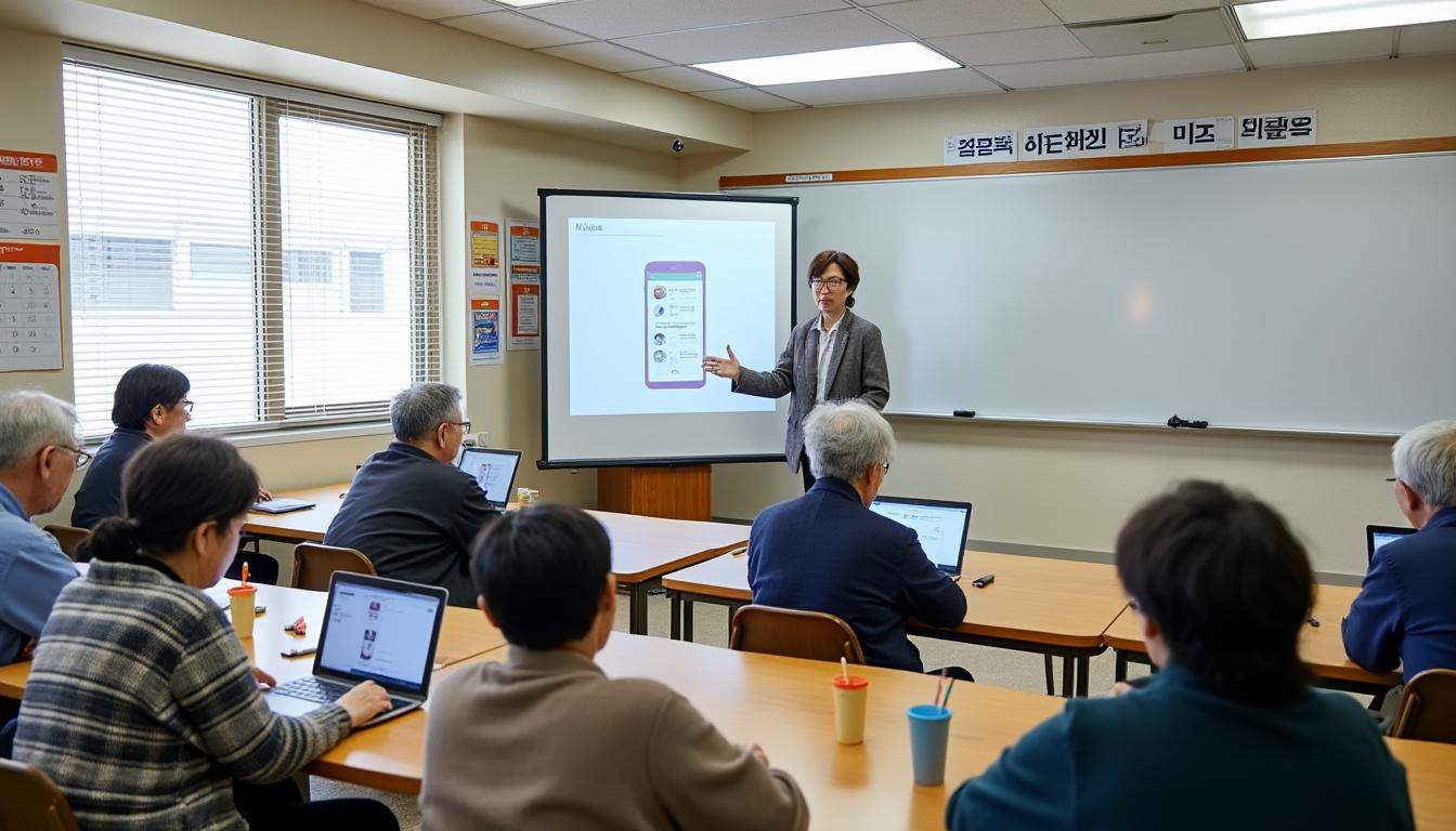 en corée du sud, des centres publics proposent aux seniors des ateliers pour maîtriser les technologies modernes, favorisant leur inclusion numérique et leur autonomie.