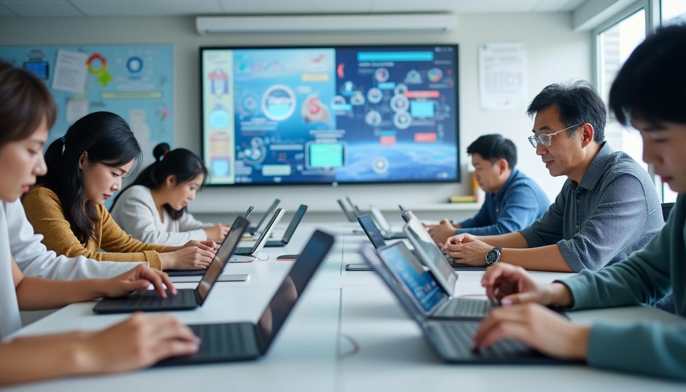 en corée du sud, des centres publics proposent aux seniors des formations pour maîtriser les technologies modernes et rester connectés au monde numérique.